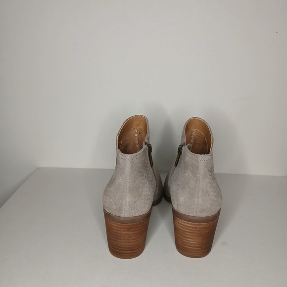 Lucky Brand Taupe Suede Ankle‎ Boots Women's 7.5 Side Zip Block Heel - Picture 5 of 10